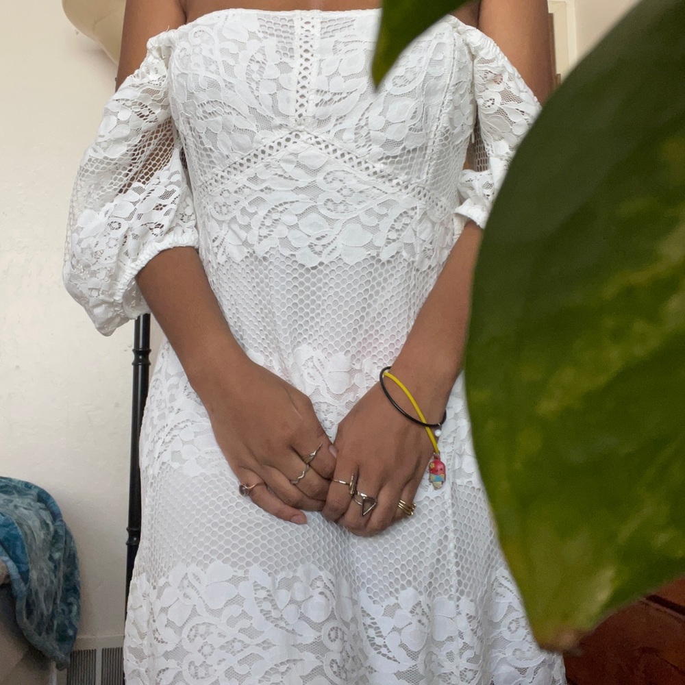 Free People white lace babydoll dress, size large